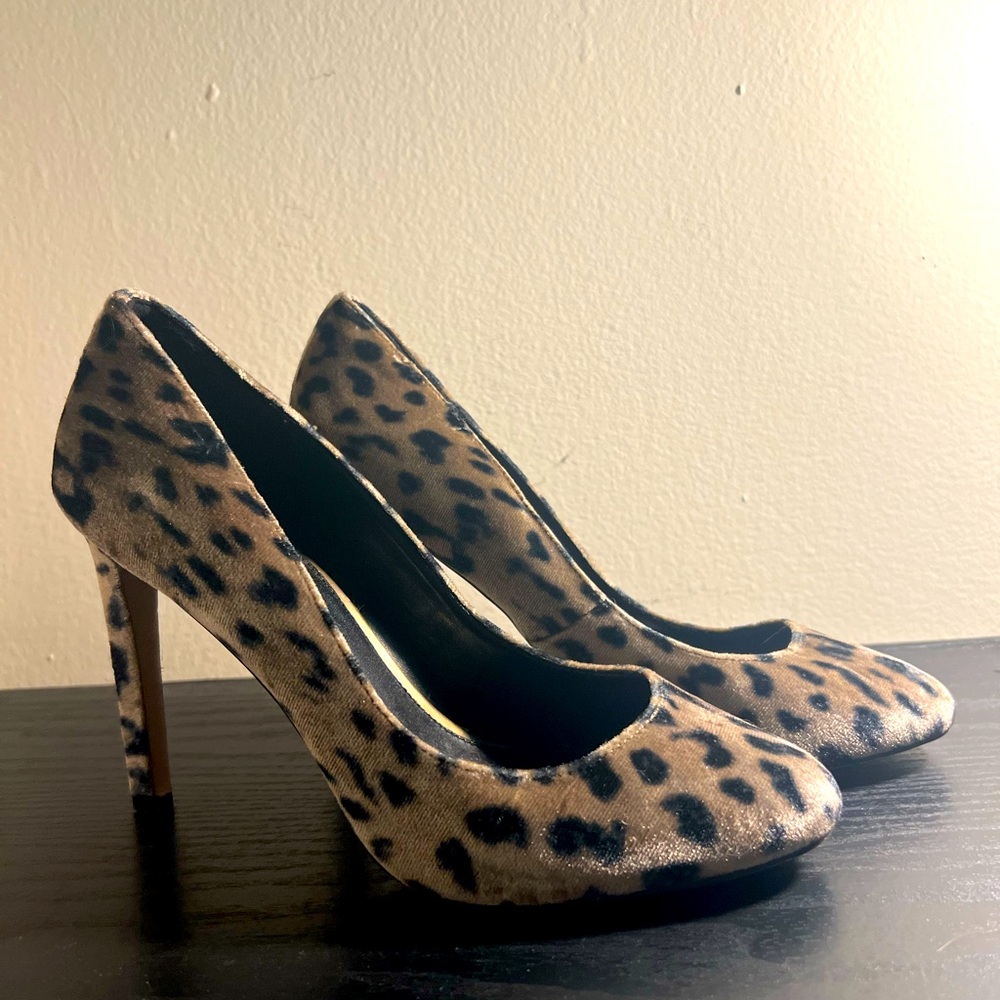 Leopard Print Suede Pumps by BCBG